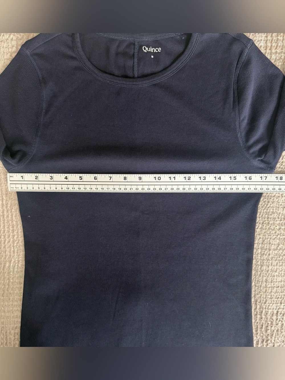 Quince Women’s Organic Cotton Micro-Rib Long Sleeve Tee Deep Navy Medium - Picture 4 of 9
